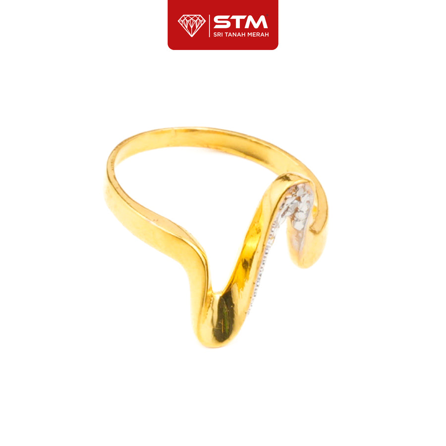 STM Cincin Single Wave with Chrome | Emas 916/22k