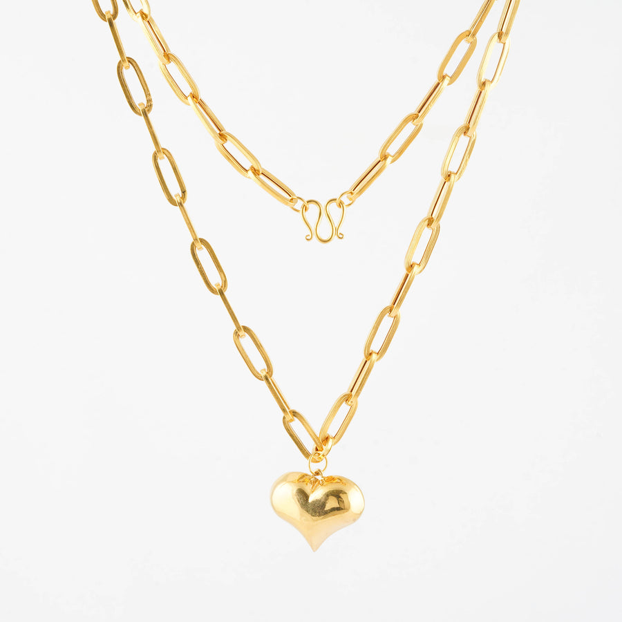 Rantai Leher Paper Clip Love